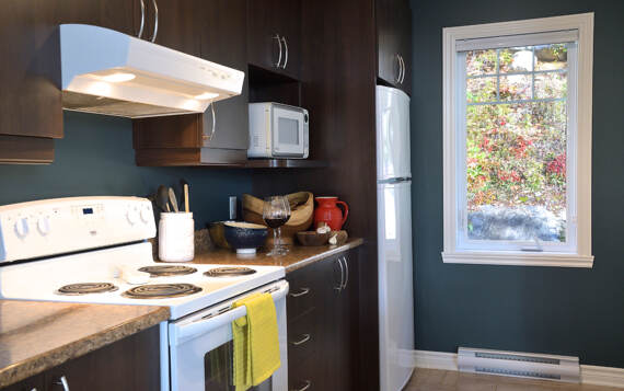 Cuisine toute équipée chalet vacances de La Montagne Chalets Booking Lanaudière