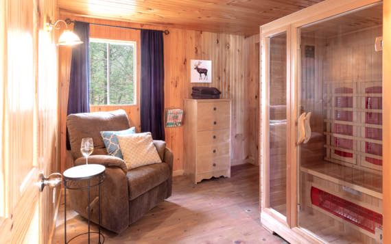 Sauna privé chalet à louer Le Vacancier Lanaudière