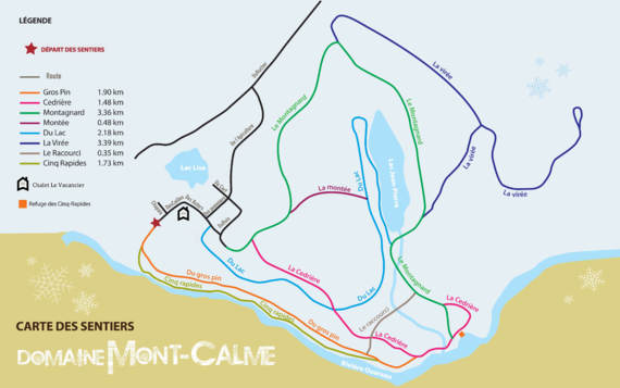 Carte sentiers pédestres 4 saisons près du chalet Vacancier Lanaudière 