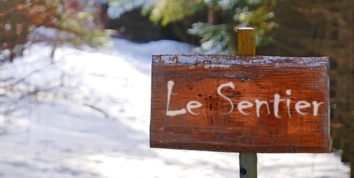 Sentier pédestre accessible à partir chalet vacances Bellevue avec raquettes incluses avec location chalet Domaine McCormick Chalet Booking Mauricie