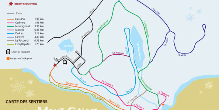 Carte sentiers pédestres 4 saisons près du chalet Vacancier Lanaudière 