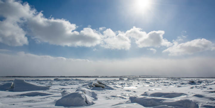 Vue sur le fleuve du chalet à louer  Le Littoral Île d'Orléans